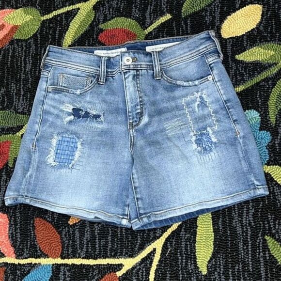 Pilcro and the Letterpress Distressed Slim Boyfriend Denim Shorts Size 27 - Picture 1 of 3